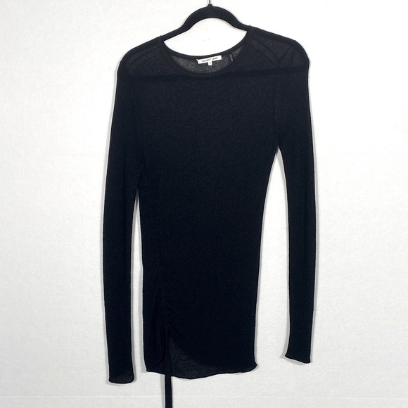 Helmut Lang Black Sheer Long Sleeve Blouse size medium - Picture 10 of 13